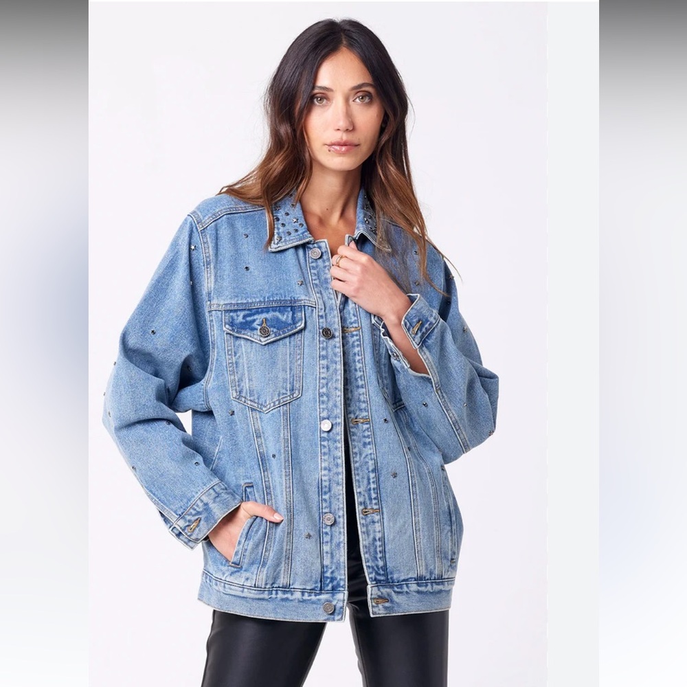 *SOLD*Anthropologie Saltwater Luxe Stevie Studded Jean Jacket(NWT)